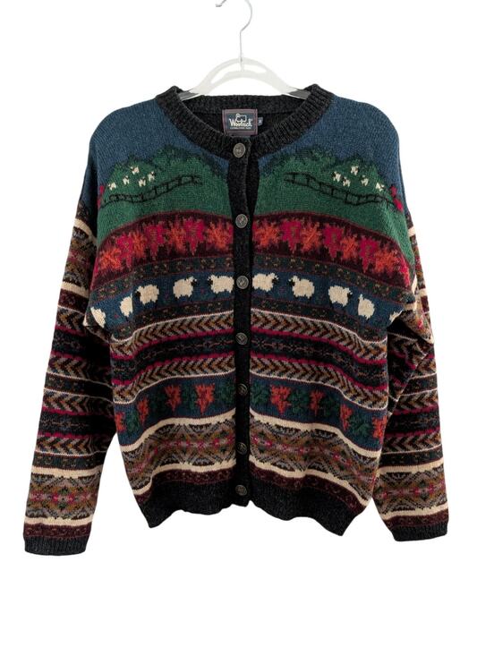 Woolrich Sweaters - Woolrich Vintage Fair Isle Wool Cardigan Sheep Print